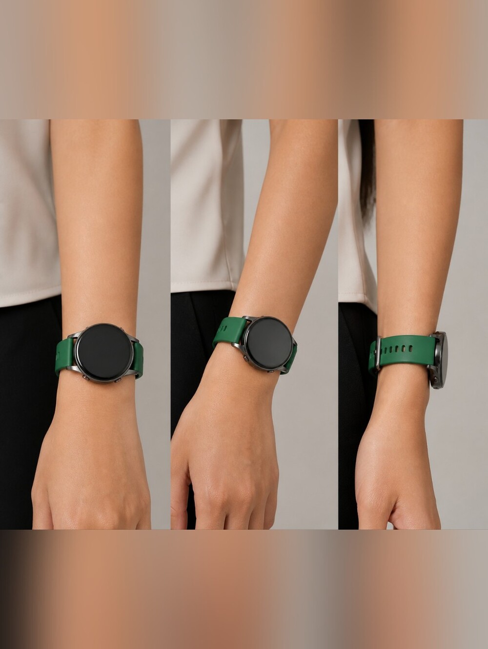 Women's XDL Green Silicone Watch Band with Silver Buckle-20 mm